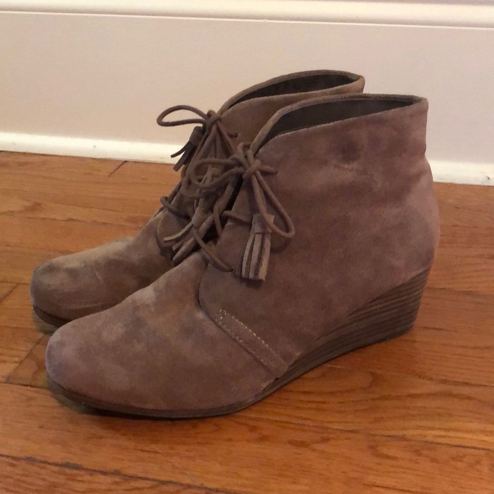 Brown suede booties